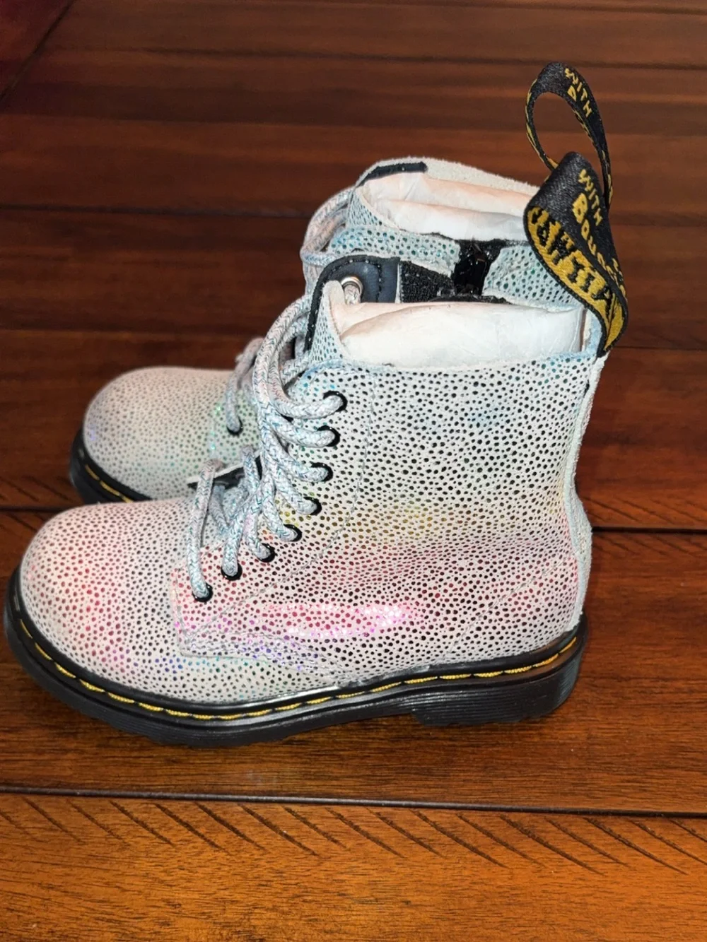 Dr. Martens 1460 Pascal Rainbow Suede Toddler Boot-Worn once